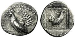 The M.L. Collection of Coins of Magna Graecia and Sicily Himera Didrachm circa 515-500, AR 5.42 g. LV Cockerel standing l. Rev. VΛ Hen standing r. within framed incuse square. SNG ANS 147 (this obvers