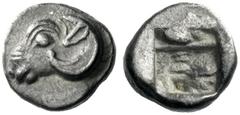 The J. FALM Collection: Miniature Masterpieces of Greek Coinage depicting Animals Cebren Obol, 475-450, AR 0.54 g. Ram’s head l. Rev. Irregular square punch. Weber 5350. SNG Kayhan 1052 (Lycia?). Klei