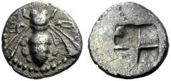 The J. FALM Collection: Miniature Masterpieces of Greek Coinage depicting Animals Ephesus 1/12 stater circa end 6th century BC, AR 1.01 g. Bee seen from above. Rev. Quadripartite incuse square. Karwie