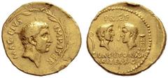 The Collection of Roman Republican Coins of a Student and his Mentor Part III Sextus Pompeius. Aureus, Sicily 37-36, AV 8.55 g. MAG·PIVS· – IMP·ITER. Bearded and bare head of Sextus Pompeius r.; all w