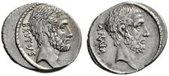 Roman Republican Coins M. Junius Brutus. Denarius 54, AR 3.74 g. BRVTVS Head of L. Iunius Brutus r. Rev. AHALA Head of C. Servilius Ahala r. Babelon Julia 30 and Servilia 17. Sydenham 932. RBW 1543. C
