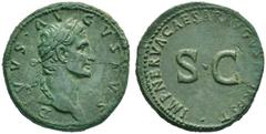 The Roman Empire Octavian as Augustus, 27 BC – 14 AD Divus Augustus. Sestertius circa 96-98, Æ 28,96 g. DIVVS AVGVSTVS Laureate head r. Rev. IMP NERVA CAESAR AVGVSTVS REST around S C. C 570. BMC Nerva