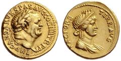 The Roman Empire Vespasian, 69 – 79 Aureus, Ephesus 72-73, AV 7.29 g. IMP CAESAR VESPAS AVG COS IIII TR P P P Laureate head r.; below, annulet. Rev. PACI·ORB – TERR·AVG Diademed, draped and turreted b