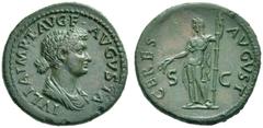 The Roman Empire Julia Titi, daughter of Titus Dupondius 80-81, Æ 14.01 g. IVLIA·IMP·T·AVG·F·AVGVSTA Draped bust r. Rev. CERES AVGVST Ceres standing l., holding two ears of corn and sceptre. C 2. BMC 