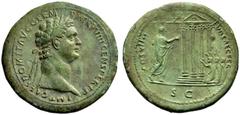 The Roman Empire Domitian augustus, 81 – 96 Sestertius 88, Æ 26.91 g. IMP CAES DOMIT AVG GERM P M TR P VIII CENS PER P P Laureate head r. Rev. COS XIIII – LVD SAEC FEC Domitian standing r., raising r.