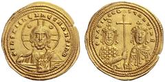 The Byzantine Empire Basil II Bulgaroctonos, 11 January 976 – 15 December 1025, with Constantine VIII, co-emperor throughout the reign Histamenon 1005-1025, AV 4.42g. +IhS XIS REX REGNANTIhM Facing bu