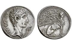 The Roman Empire Octavian as Augustus, 27 BC – 14 AD Cistophoric tetradrachm, Pergamum (?) circa 27-26 BC, AR 12.09 g. IMP CAESAR Bare head r.; before, lituus . Rev. AVGVSTVS Sphinx seated r. C 31. BM