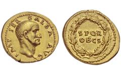 The Roman Empire Galba, 68 – 69 Aureus July 68-January 69, AV 7.29 g. IMP SER GALBA AVG Bare head r. Rev. S P Q R / OB C S within oak wreath. C 286. BMC 29. RIC 164. CBN 72. Calicó 509. Rare. An excel