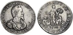 MONETE E MEDAGLIE DI ZECCHE ITALIANE Piacenza Alessandro Farnese, 1586-1592. Doppio scudo largo 1590, AR 63,51 g. ALEXANDER FARN DVX III PLAC PAR ET C Busto corazzato e drappeggiato, a d., con collare