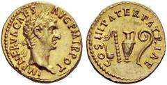 The George W. La Borde Collection of Roman Aurei Part I THE ROMAN EMPIRE Nerva, 96 – 98 Aureus 97, AV 7.41 g. IMP NERVA CAES – AVG P M TR POT Laureate head r. Rev. COS III PATER PATRIAE Simpulum, spri
