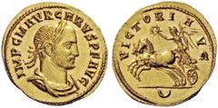 The George W. La Borde Collection of Roman Aurei Part I THE ROMAN EMPIRE Carus, 282 – 283 Aureus, Cyzicus circa 282, AV 4.60 g. IMP C M AVR CARVS P F AVG Laureate, draped and cuirassed bust r. Rev. VI