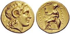 GREEK COINS Kingdom of Thrace, Lysimachus 323 – 281 and posthumous issues Stater, Alexander Troas circa 297-281, AV 8.55 g. Diademed head of Alexander r. Rev. ΒΑΣΙΛΕΩΣ – ΛΥΣΙΜΑΚΟΥ Athena seated l., ho