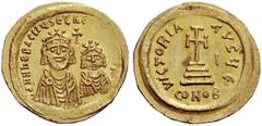 THE BYZANTINE EMPIRE Heraclius, 5 October 610 – 11 January 641, with colleagues from January 613 Solidus circa 613, AV 4.50 g. dd NN herACLIYS Et he[rAC CONST PP AVG] Facing busts of Heraclius on l. a