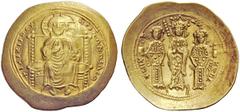 THE BYZANTINE EMPIRE Eudocia, 21st May- 31st December 1067 Histamenon 1067, AV 4.35 g. +IhI XIS DCX – RCINLTILIM Christ, nimbate , enthroned facing, raising r. hand in benediction and holding Book of 