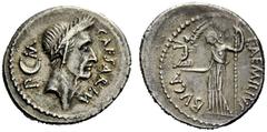 ROMAN REPUBLICAN COINAGE C. Iulius Caesar and L. Aemilius Buca . Denarius 44, AR 3.88 g. Wreathed head of C. Julius Caesar r.; before, CAESAR IM; behind, P crescent M. Rev. Venus standing l., holding 