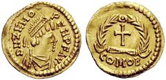 PSEUDO-IMPERIAL COINAGE Odovacar, 476-493 In the name of Zeno, 474-491 . Tremissis, Roma 476-493, AV 1.40 g. DN ZENO – PERP F AVC Pearl-diademed, draped and cuirassed bust r. Rev. Cross within wreath;