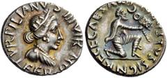 The Roman Empire Octavian, as Augustus 27 BC – 14 AD P. Petronius Turpilianus. Denarius circa 19 BC, AR 3.96 g. TVRPILIANVS IIIVIR / FERON Diademed and draped bust of Feronia r. Rev. CAESAR AVGVSTVS S