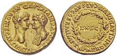 The Roman Empire Nero augustus, 54 – 68 Aureus October-December 54, AV 7.55 g. AGRIPP AVG DIVI CLAVD NERONIS CAES MATER Confronted busts of Nero, bare-headed r., and Agrippina II, draped l. Rev. NERON