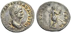 The Roman Empire Julia Titi, daughter of Titus Denarius 80-81, AR 3.42 g. IVLIA AVGVSTA TITI AVGVSTI F Diademed and draped bust r. Rev. VENVS – AVGVST Venus, naked, standing r., l. elbow leaning on c 