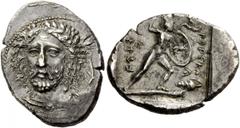 Greek Coins Dynasts of Lycia, Pericles, circa 380-360 BC. Stater, Phellus circa 380-375 BC, AR 9.77 g. Description Laureate and draped head facing slightly l.; in r. field, dolphin swimming downwards.