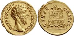 The Roman Empire Divus Marcus Aurelius. Aureus, Roma after 180, AV 6.96 g. Description: DIVVS M ANT – ONINVS PIVS Bare head r. Rev. CONSE – CRATIO Four-storey funeral pyre garlanded and adorned with s