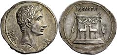 The Roman Empire Octavian as Augustus, 27 BC – 14 AD Cistophoric tetradrachm, Ephesus circa 25-20 BC, AR 11.85 g. IMP CAE – SAR Bare head r. Rev. AVGVSTVS Garlanded altar decorated with two confrontin