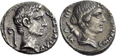 The Roman Empire Octavian as Augustus, 27 BC – 14 AD C. Marius C.f. Tromentina. Denarius 13 BC, AR 3.83 g. AVGVSTVS Bare head of Augustus r.; behind, lituus . Rev. C MARIVS TRO – III – VIR Diademed an