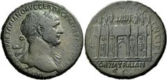 The Roman Empire Trajan, 98-117 Sestertius circa 112/113-summer 114, Æ 24.74 g. IMP CAES NERVAE TRAIANO AVG GER DAC P M TR P COS VI P P Laureate bust r., with drapery on l. shoulder. Rev. [ S P Q R OP