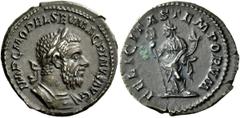 The Roman Empire Macrinus, 217 – 218 Denarius 217-218, AR 3.01 g. IMP C M OPEL SEV MACRINVS AVG Laureate and cuirassed bust r., with drapery on l. shoulder. Rev. FELICITAS TEMPORVM Felicitas standing 