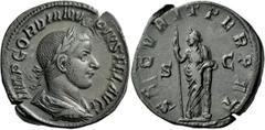 The Roman Empire Gordian III augustus, 238 – 244 Sestertius 243-244, Æ 21.43 g. IMP GORDIANVS PIVS FEL AVG Laureate, draped and cuirassed bust r. Rev. SECVRIT PERPET S – C Securitas standing l., holdi