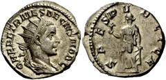 The Roman Empire Herennius Etruscus caesar, 250-251 (?) One portrait type can be identified for Herennius Etruscus as Caesar, an adolescent boy with short cut hair and no beard. The rare coins as Augu
