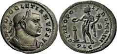 The Roman Empire Diocletian, 284 – 305 Follis, Lugdunum circa 301-303, Æ 10.20 g. IMP DIOCLETIANVS AVG Laureate and cuirassed bust r. Rev. GENIO POPV – LI ROMANI Genius standing l., wearing modius and
