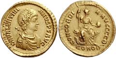 The Roman Empire Valentinian II, 375 – 392 Early coins of Valentinian II show his portrait as a boy, such as the example below, then maturing to a young man. AMP. Solidus, Constantinople 378-383, AV 4