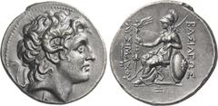 Greek Coins Kings of Thrace, Lysimachus 323 – 281. Tetradrachm, Pergamon circa 287/6-282, AR 16.63 g. Diademed head of deified Alexander III r., with horn of Ammon, K below neck. Rev. BAΣIΛEΩΣ – ΛYΣIM