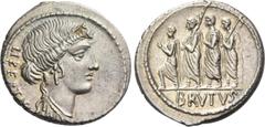 The Roman Republic M. Iunius Brutus. Denarius 54, AR 4.22 g. LIBERTAS Head of Libertas r. Rev. The consul L. Junius Brutus walking l. between two lectors preceded by an accensus. In exergue, BRVTVS. B
