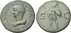 The Roman Empire In the name of Britannicus, son of Claudius. Sestertius, Thracian mint circa 50-54, Æ 26.57 g. TI CLAVDIVS CAESAR AVG F BRITANNICVS Bareheaded and draped bust l. Rev. S – C Mars, helm