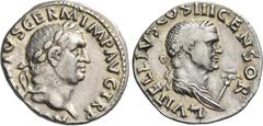 The Roman Empire Vitellius, January - December 69. Denarius circa late April to December 69, AR 3.47 g. [A VITELL]IVS GERM IMP AVG TR P Laureate head of Vitellius r. Rev. L VITELLIVS COS III CENSOR La