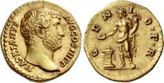 The Roman Empire Hadrian, 117 – 138. Aureus 134-138, AV 7.32 g. HADRIANVS – AVG COS III P P Bare head r. Rev. G – EN – I – O P R Genius standing l., sacrificing out of patera over altar and holding co