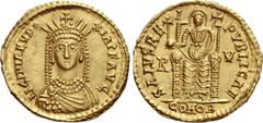 The Roman Empire Licinia Eudoxia, daughter of Theodosius II and wife of Valentinian III. Solidus, Ravenna after 6th August 439, AV 4.43 g. LICINIA EVD – OXIA P F AVG Draped bust facing, wearing pearl 