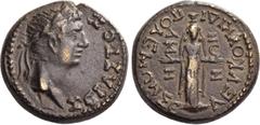 An Interesting Selection of Roman Provincial Coinage Cidramus. Claudius, 41-54. Bronze circa 41-54. Æ 13.83 g. ΣEBATOΣ Laureate head r. Rev. ΠOΛEMΩN ΣE – ΛEYKOY KIPΔ / A M – H / N– ΩN Cultus-statue of