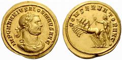 The Roman Empire Florian, June – August 276 No.: 110 Schätzwert/Estimation: CHF 40000 d=23 mm Heavy aureus 276, 6.51 g. IMP C M ANNIVS FLORIANVS AVG Laureate, draped and cuirassed bust r. Rev. CONSERV