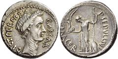 The Roman Republic C. Iulius Caesar and P. Sepullius Macer. Denarius 44, AR 3.87 g. CAESAR – DICT PERPETVO Wreathed head of Caesar r. Rev. P·SEPVLLIVS – MACER Venus standing l., holding Victory and sc