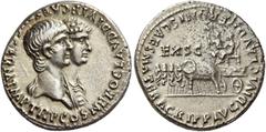 The Roman Empire Nero augustus, 54 – 68. Denarius 55, AR 3.66 g. NERO CLAVD DIVI F CAES AVG GERM IMP TR P COS Jugate busts r. of Nero, bare-headed and with drapery at back of neck, and of Agrippina II