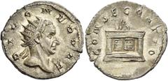 The Roman Empire Consecration coins of Trajan Decius, 249 – 251. Consecration issue of Nerva. Antoninianus 250-251, AR 3.61 g. DIVO NERVAE Radiate head of Divus Nerva r. Rev. CONSECRATIO Altar. C Nerv
