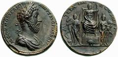 The Roman Empire Commodus Augustus, 177-193 No.: 513 Estimate: CHF 70000 d=41 mm Medallion 184-185, æ 60.51 g. M COMMODVS ANTO – NINVS AVG PIVS BRIT Laureate, draped and cuirassed bust r. Rev. P – M T