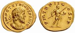 The Roman Empire Tetricus I, 271-274 No.: 571 Estimate: CHF 40000 d=20 mm Aureus, Cologne or Treveri 272, AV 4.79 g. IMP C TETRICVS P F AVG Laureate and cuirassed bust r., with drapery on far shoulder