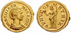 The Roman Empire Magnia Urbica, wife of Carinus No.: 580 Estimate: CHF 26000 d=20 mm Aureus, Lugdunum 283-285, AV 4.71 g. MAGNIA V – RBICA AVG Diademed and draped bust r. Rev. VENVS – GE – N – ETRIX V