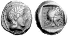 Greek Coins Lycia No.: 1413 Estimate: CHF 800 d=22 mm Khereei, c. 410-390. Stater, Xanthus c. 410-390, AR 8.56 g. Mørkholm-Zahle 37 (=). Vismara Lycia II 169. VF