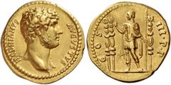 The Roman Empire Hadrian, 117 – 134. Aureus 132-134, AV 7.15 g. HADRIANVS – AVGVSTVS Bare youthful head r., aegis on l. shoulder. Rev. COS – III P P Hadrian standing l., raising r. hand and holding sp