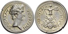 The Collection of a Perfectionist of Roman Imperial Silver Coins Octavian as Augustus, 27 BC – 14 AD. P. Carisius. Denarius, Emerita circa 25-23 BC, AR 3.96 g. IMP CAESAR – AVGVST Bare head r. Rev. P 
